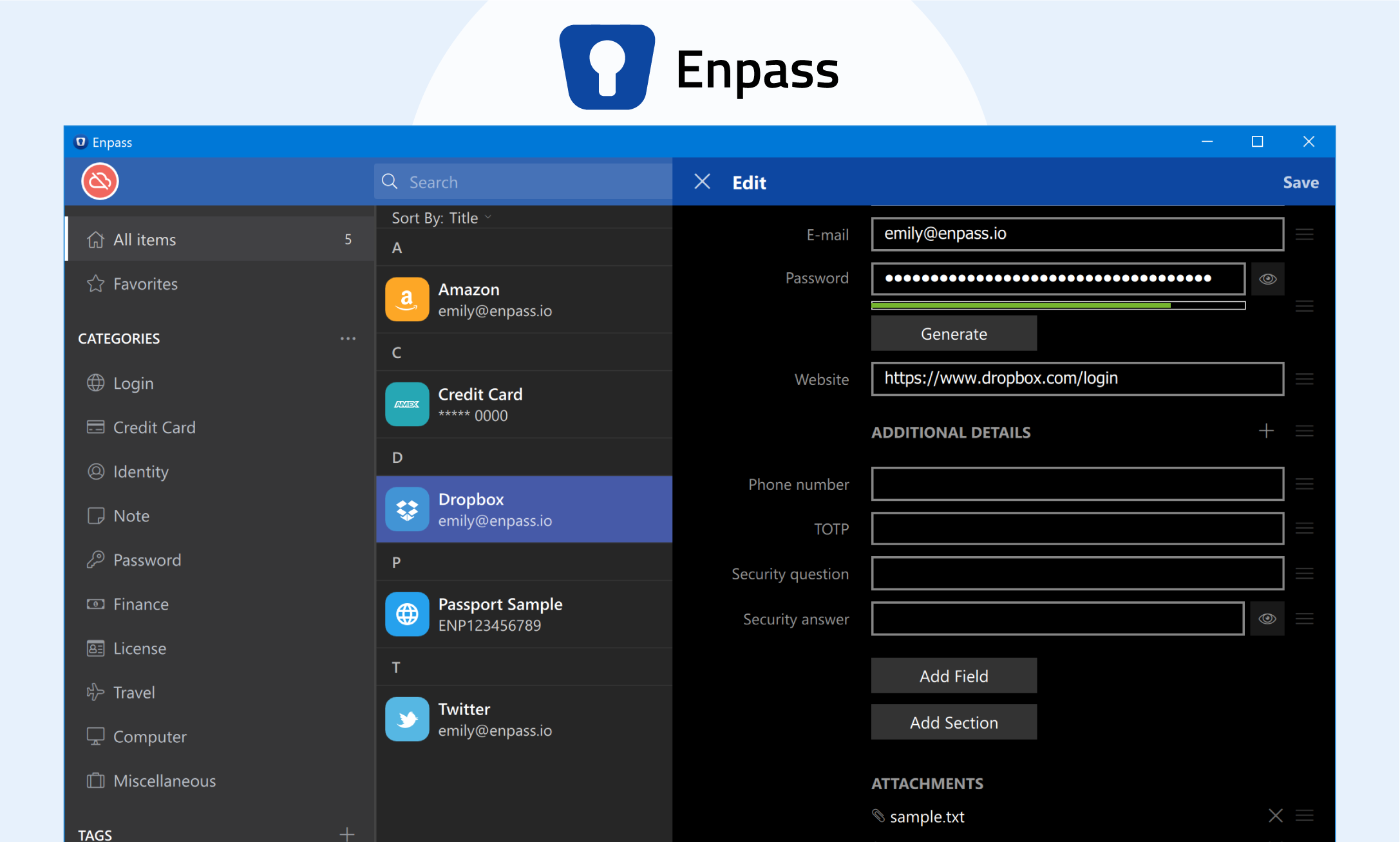 Enpass Dashboard