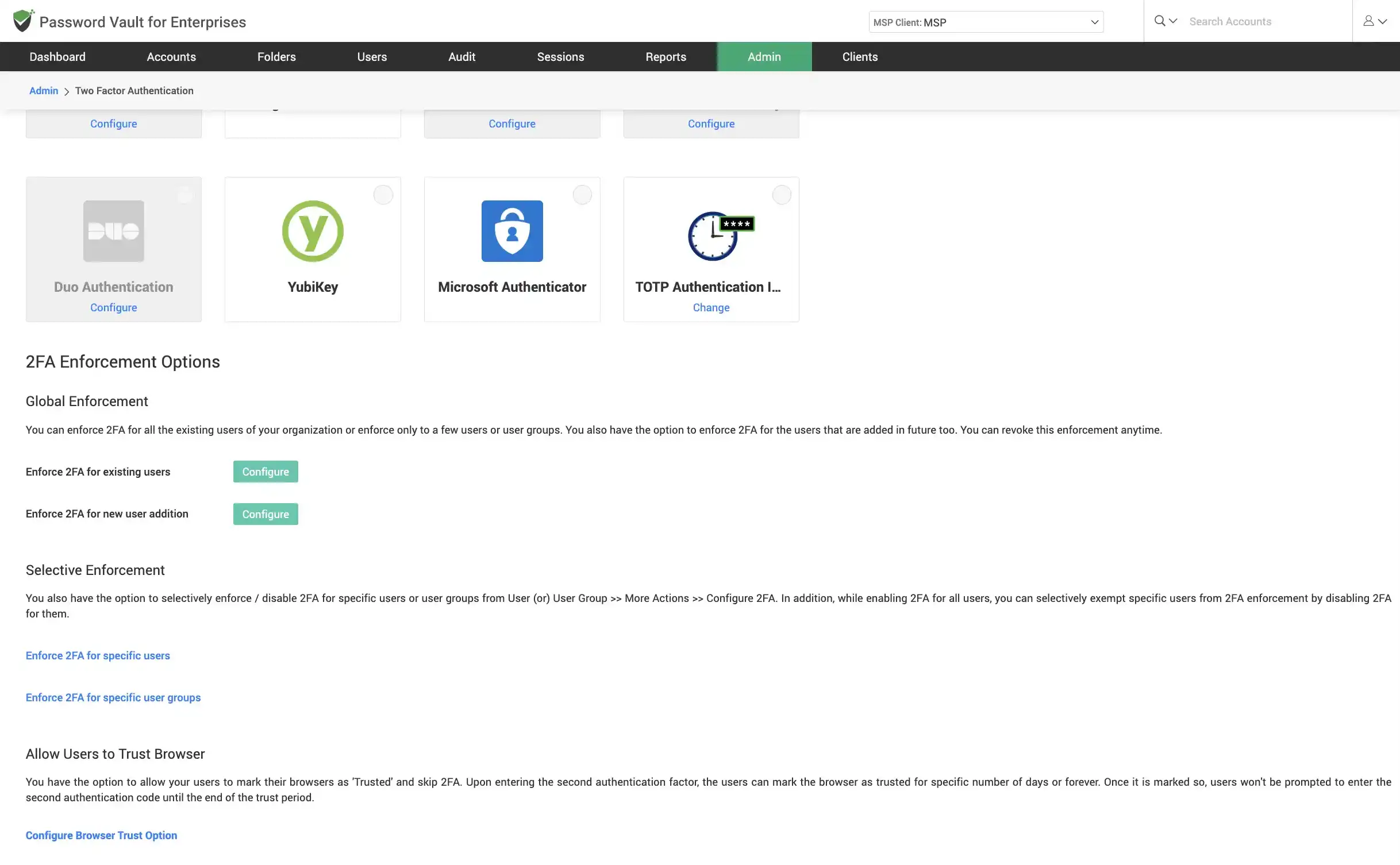 Configure TWO Factor Authentication