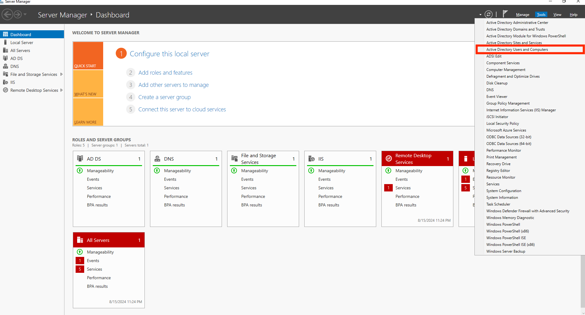 Active Directory Users and Computers