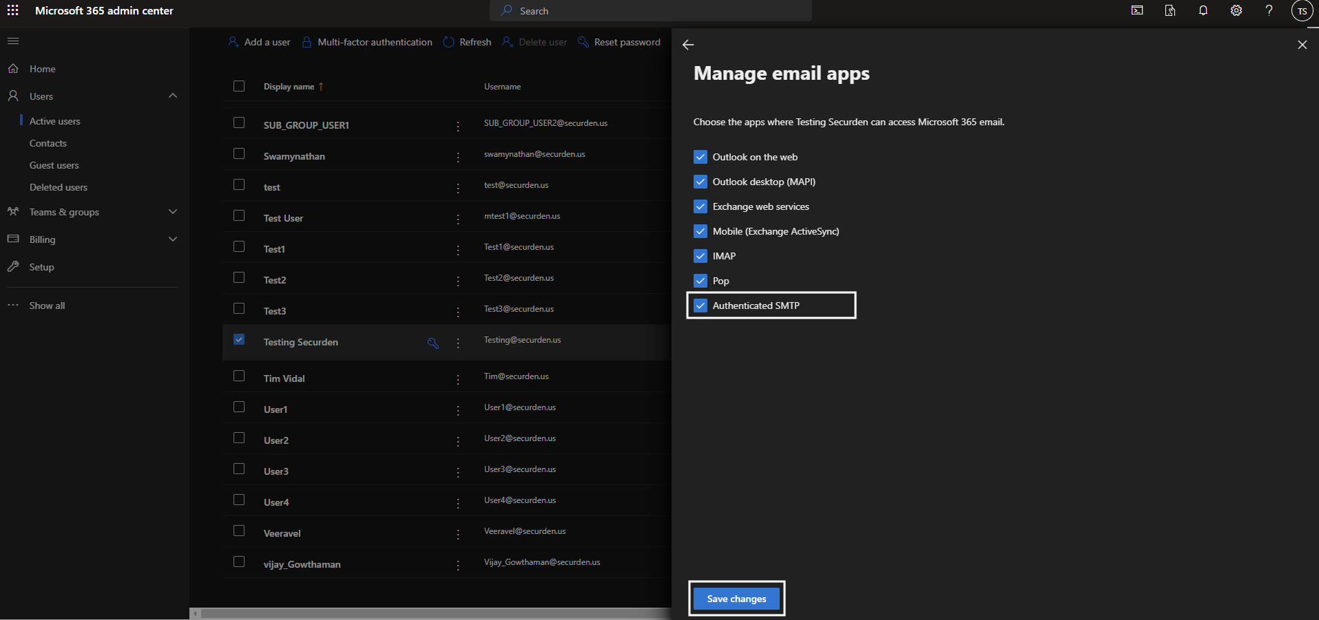 Authenticated SMTP