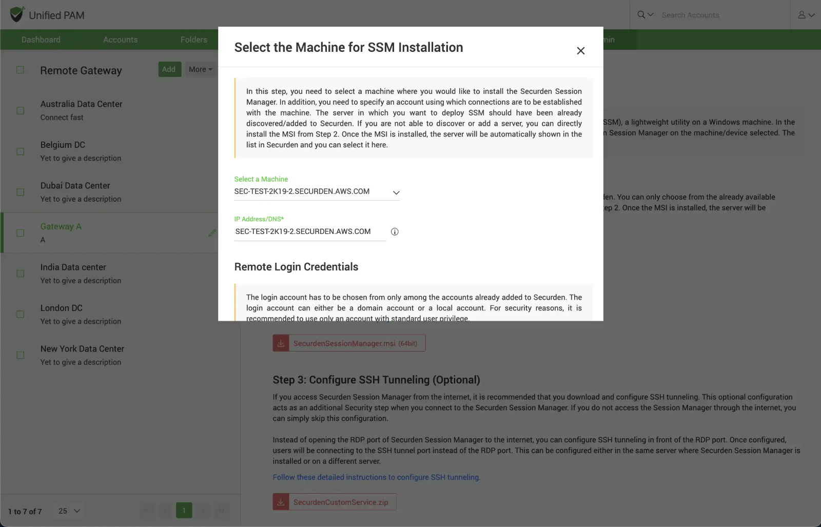 select the machine for SSM installation