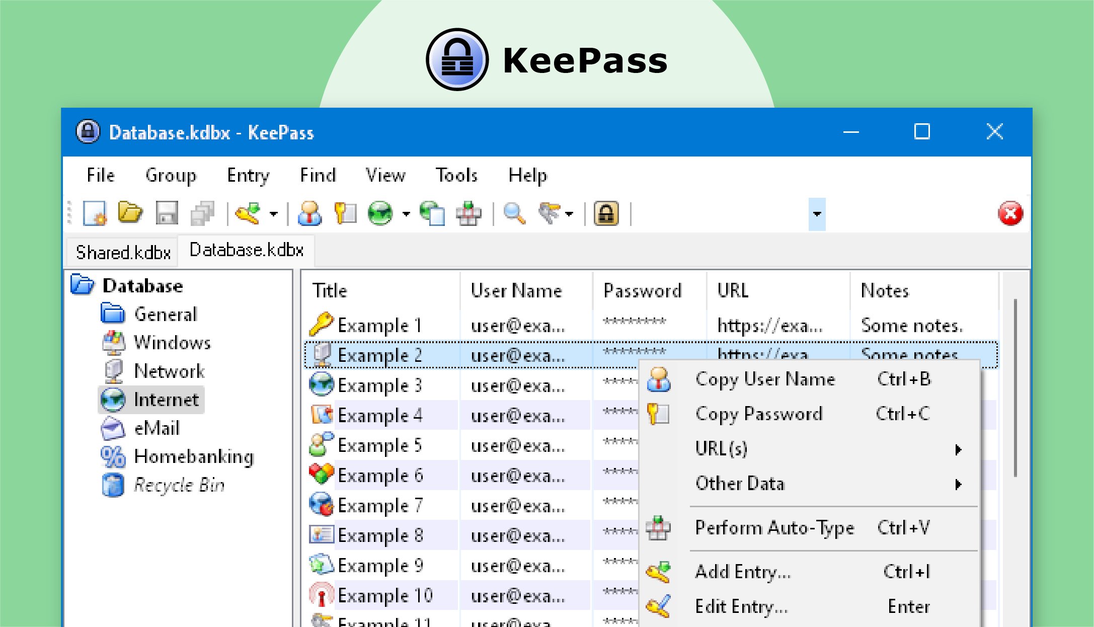 Dashboard of KeePass